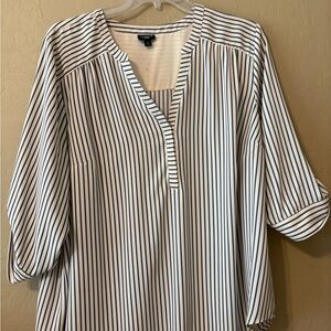 torrid White and Navy Vertical Stripe Tunic